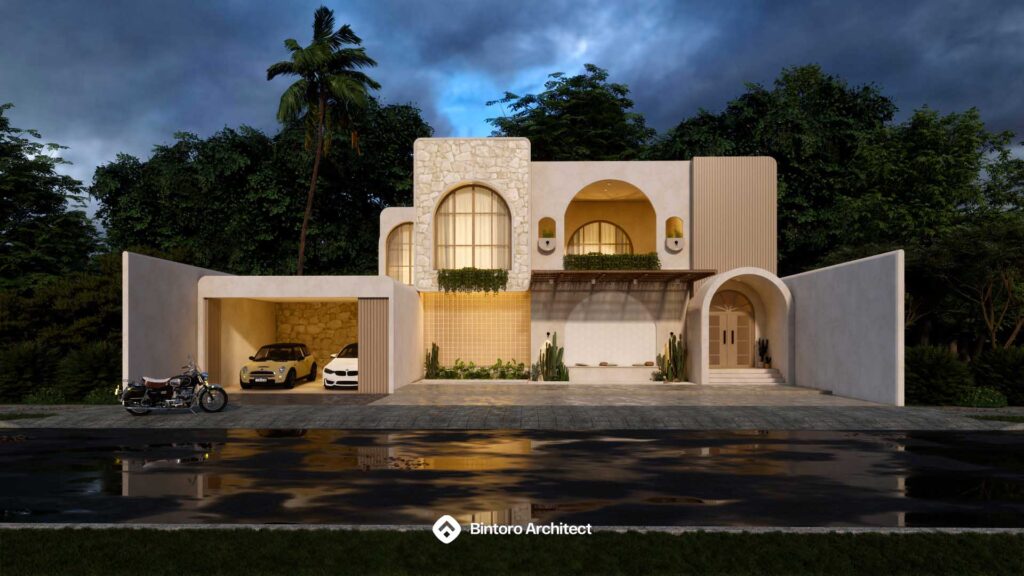 Klasik Mediterania Rumah Mewah 1 Lantai